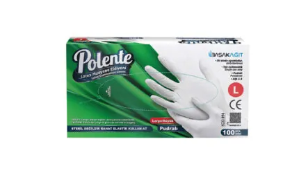 Polente Latex Examination Gloves (L, Powdered)
