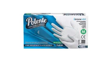Polente Latex Examination Gloves (M, Powdered)