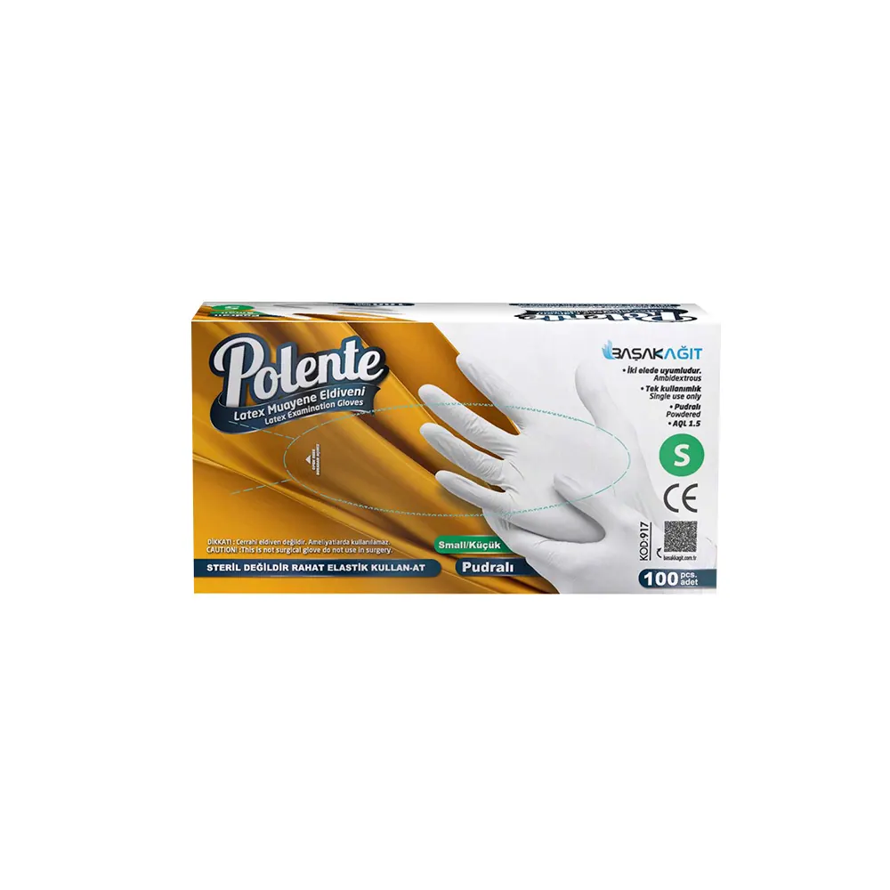 Polente Latex Examination Gloves (S, Powdered)