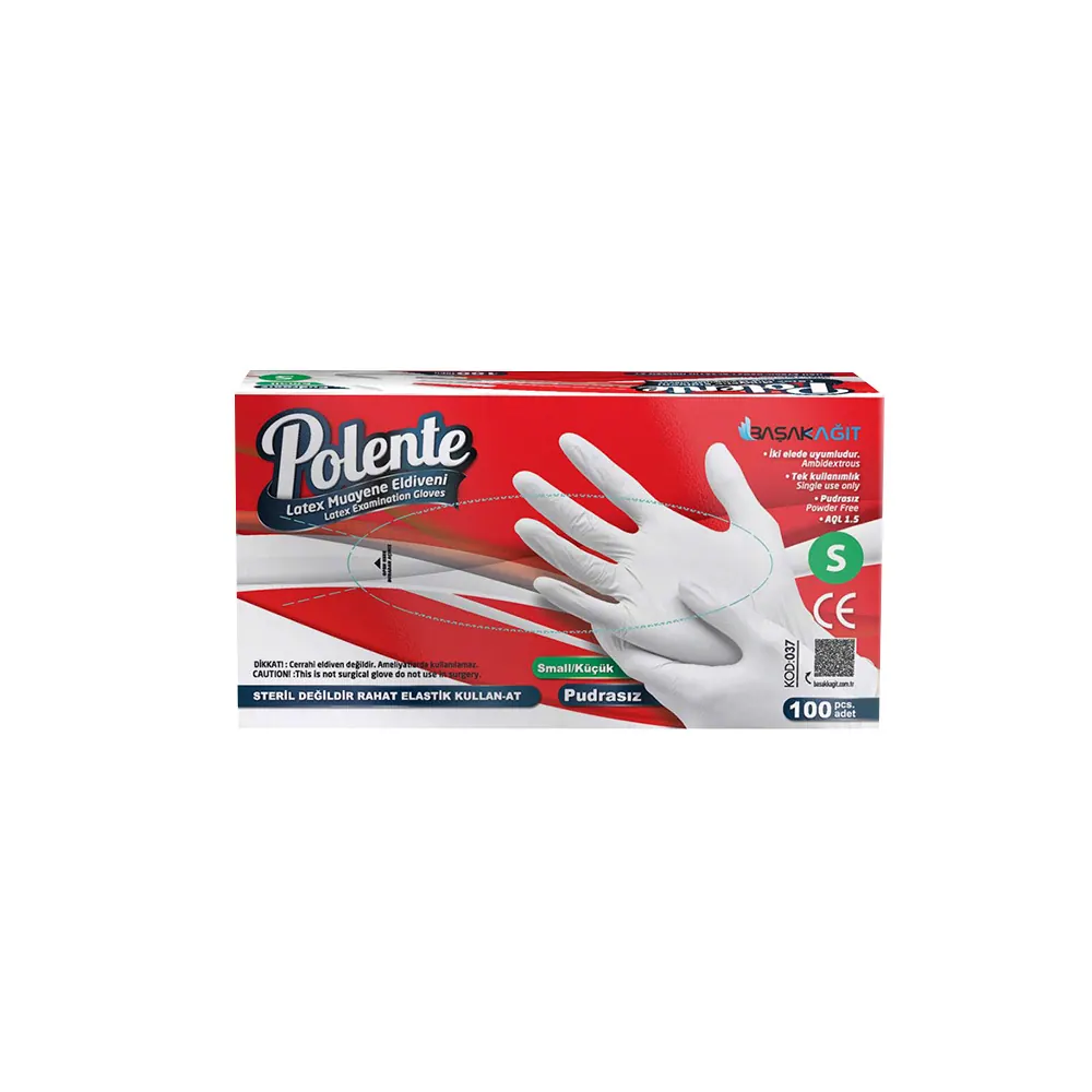 Polente Latex Examination Gloves (S, Powder-Free)