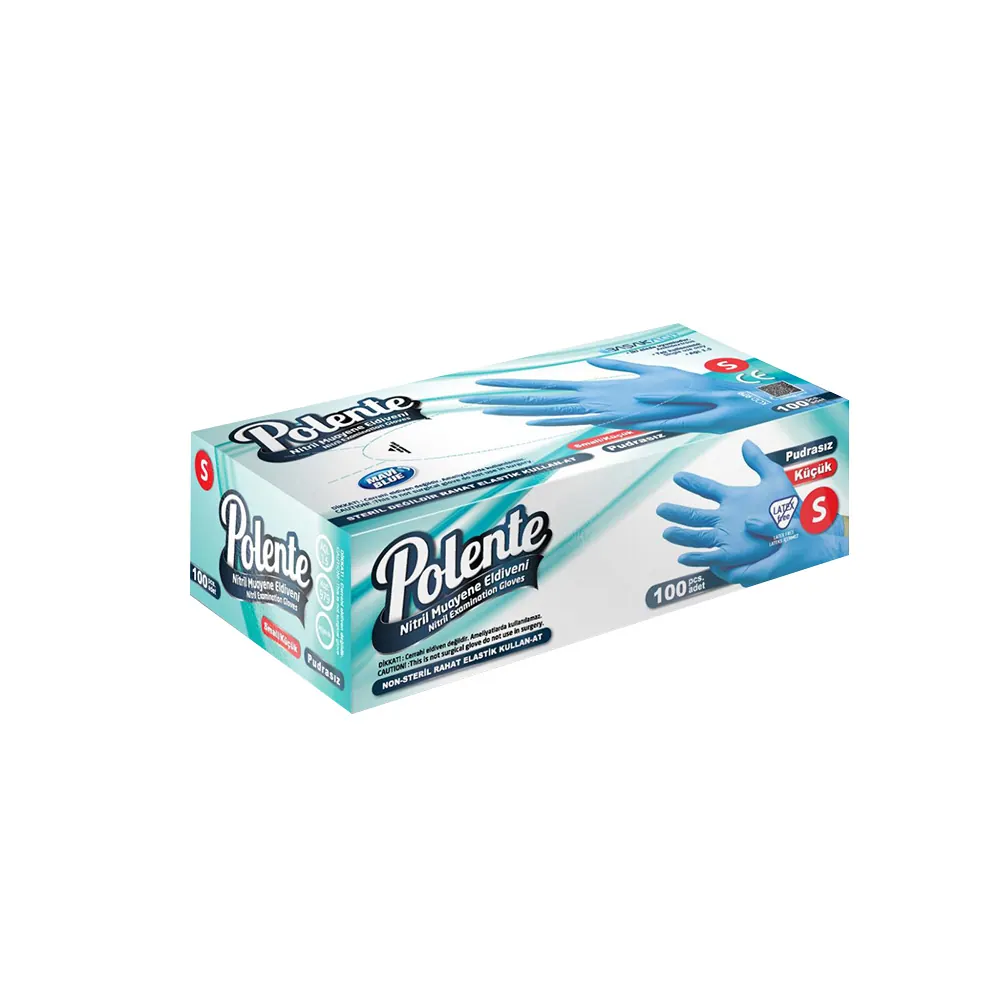 Polente Nitrile Examination Gloves (L, Powder-Free, Blue)
