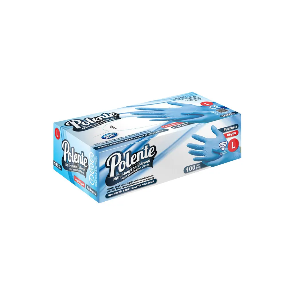 Polente Nitrile Examination Gloves (S, Powder-Free, Blue)