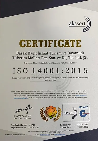 Başak Kağıt certificate