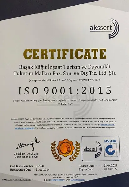 Başak Kağıt certificate