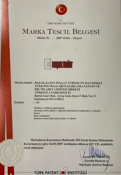 Başak Kağıt certificate